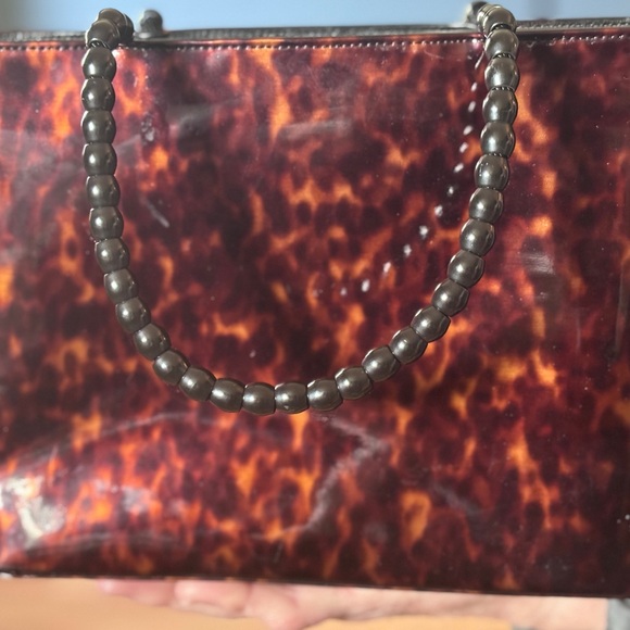 Vintage Stuart Weitzman Structured Tortoise Print Tote Handbag - Picture 9 of 9